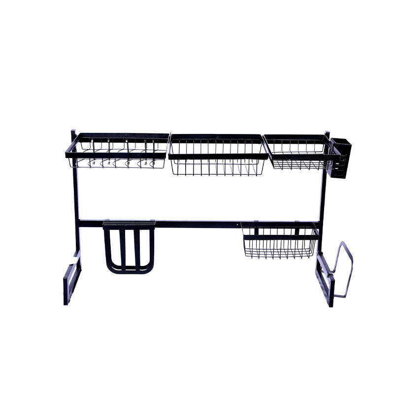 New design hot popular stainless steel kitchen organizer adjustable two tier over sink dish drying rack