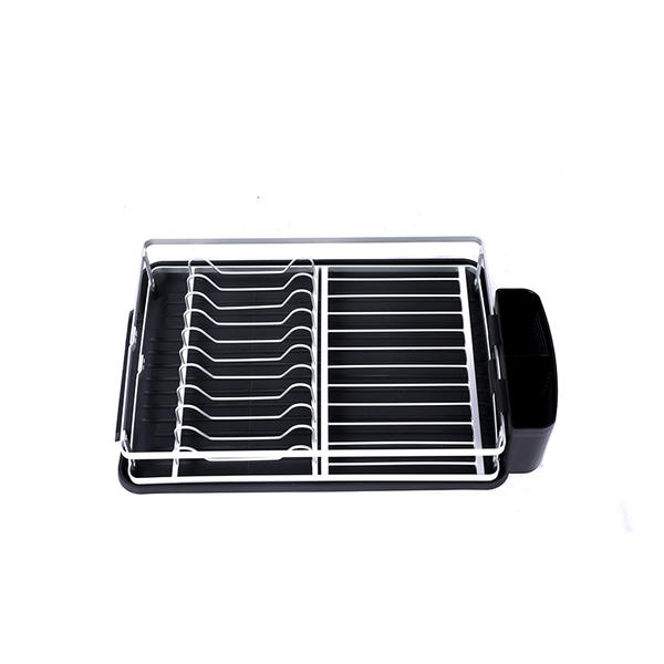 High quality household kitchen space aluminum drainer dish rack countertop single layer silver dish drain rack