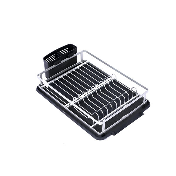 High quality household kitchen space aluminum drainer dish rack countertop single layer silver dish drain rack