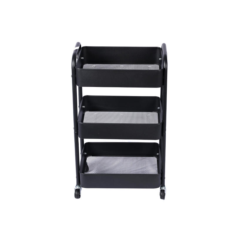 Wholesale storage side table nordic three-layer storage rack 360 degrees rotatable iron durable kitchen storage rolling trolley