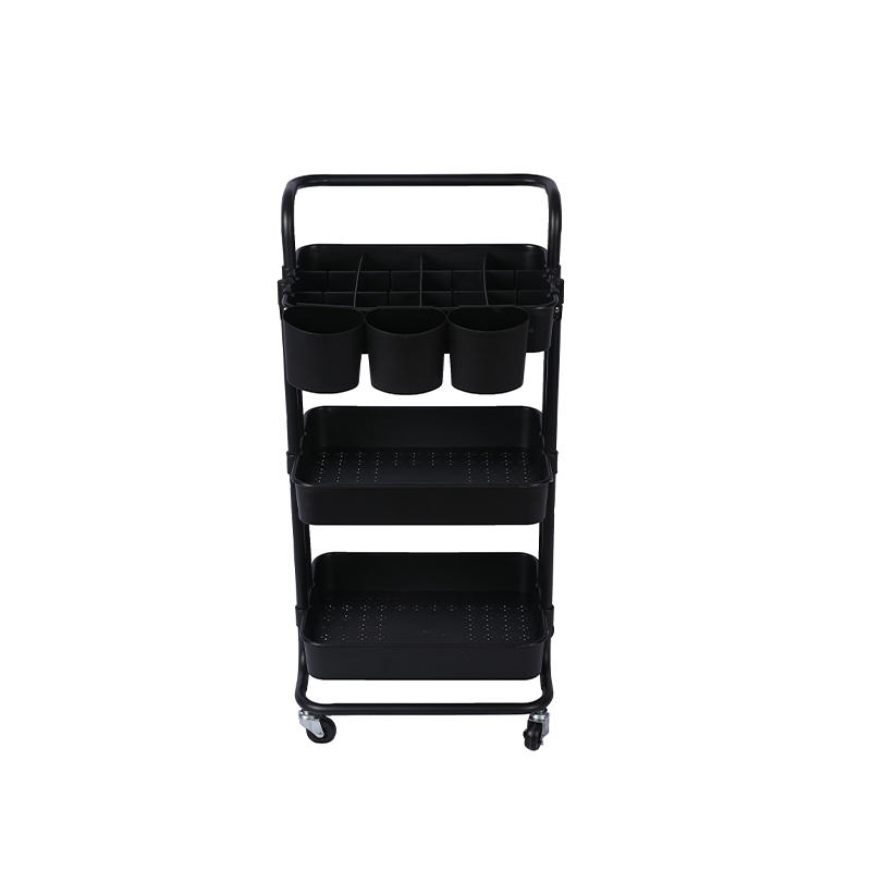 Practical 3 layers iron storage cart hotel room service trolley household bathroom storage rack storage holders with wheels