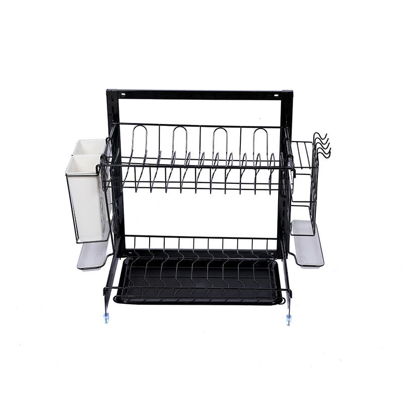 New item 2 layers metal dish rack layer high adjustable utility dish drainer on countertop easy installation dish dryer rack