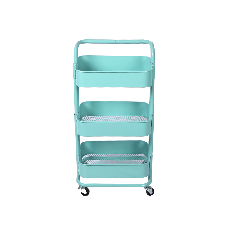 3-Tier mobile iron home organizer utility cart storage rack kitchen bathroom storage shelf with wheels
